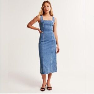 Abercrombie & Fitch Light Blue Denim Midi Dress